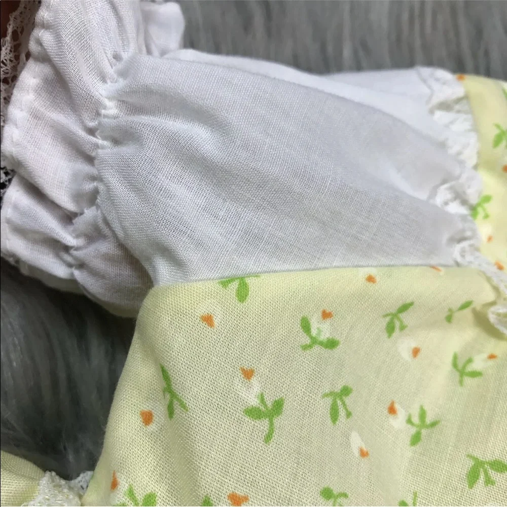 Vintage Yellow White Floral Ruffle Baby Dress